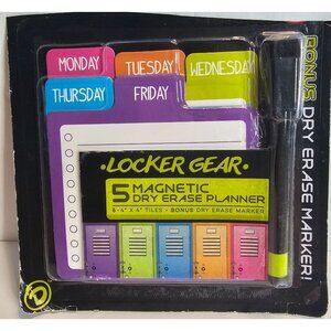 Locker Gear 5-Piece Magnetic Dry Erase Planner Set With Marker For Locker Office